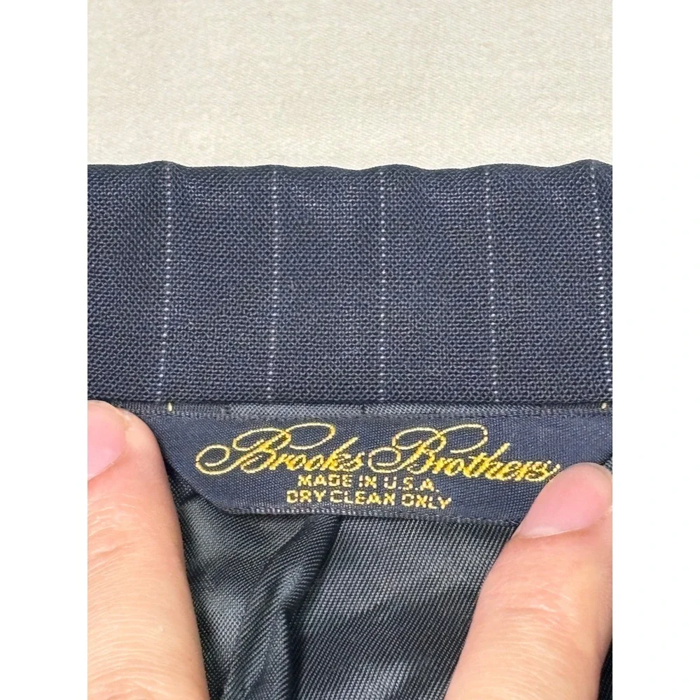 Brooks Brothers Mens 46‎ LG Navy Blue Pinstripe 100% Pure Wool Blazer Suit USA
